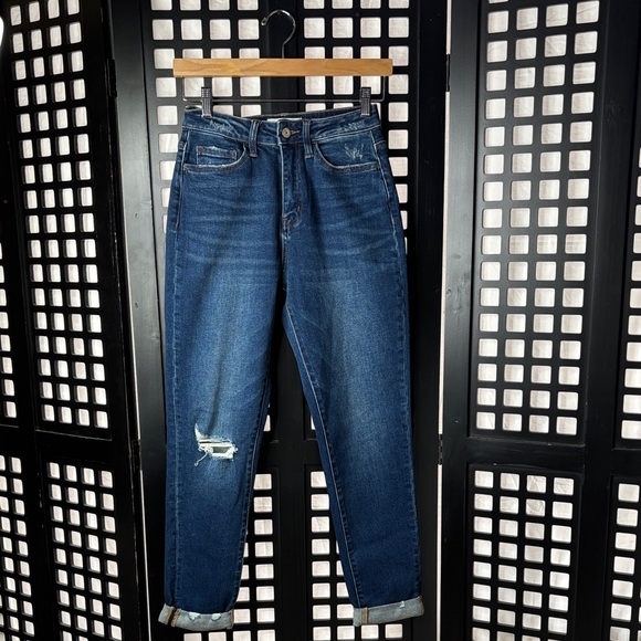 Flying Monkey Denim - 👖VERVET Flying Monkey High Rise Mom Jeans Size 25 Distressed Knee Cuffed NWT👖